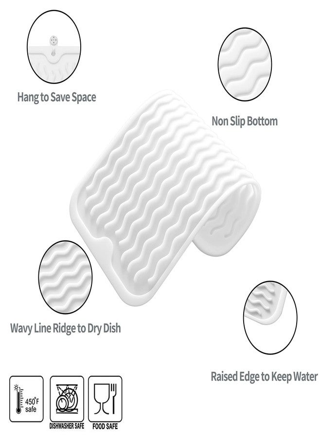 MicoYang Silicone Dish Drying Mat for Multiple Usage,Easy clean,Eco-friendly,Heat-resistant Silicone Mat for Kitchen Counter or Sink,Refrigerator or Drawer Liner White S 12 inches x 6 inches - Image 3